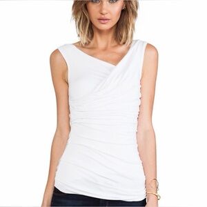 Bailey 44 White Ruched Tank Top medium